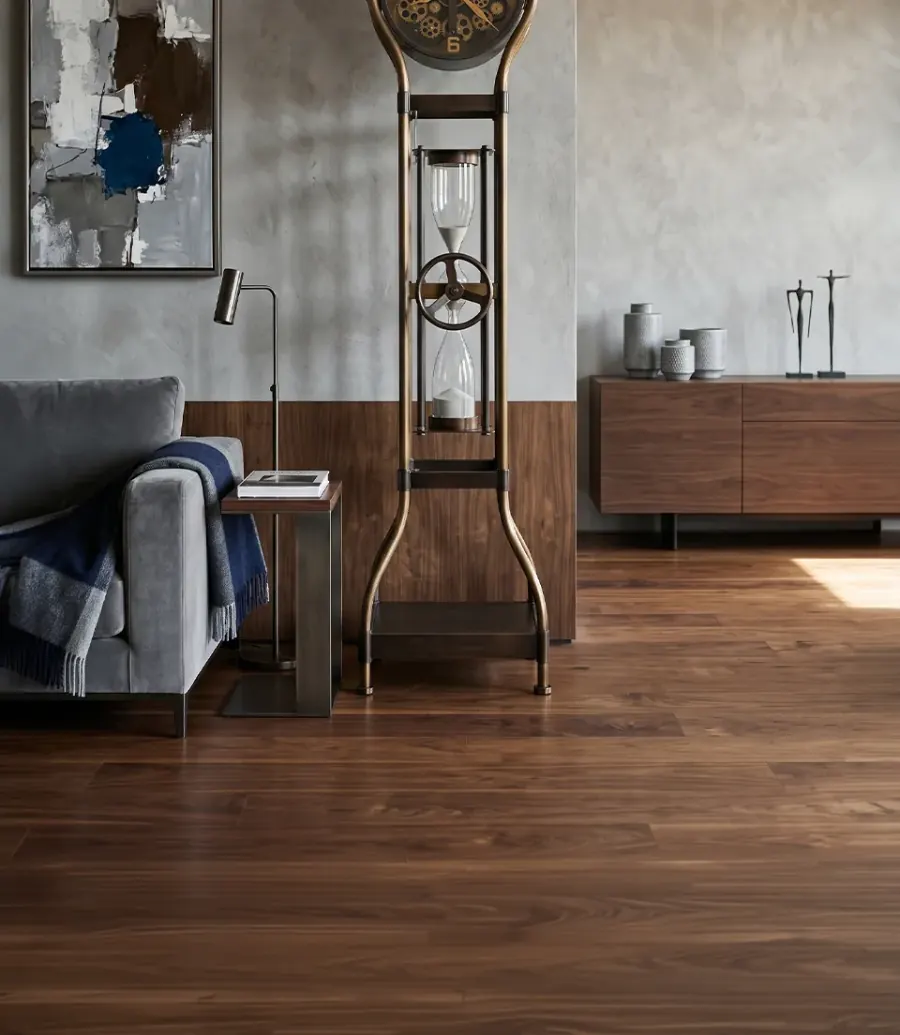 Floor clock in a refined living space